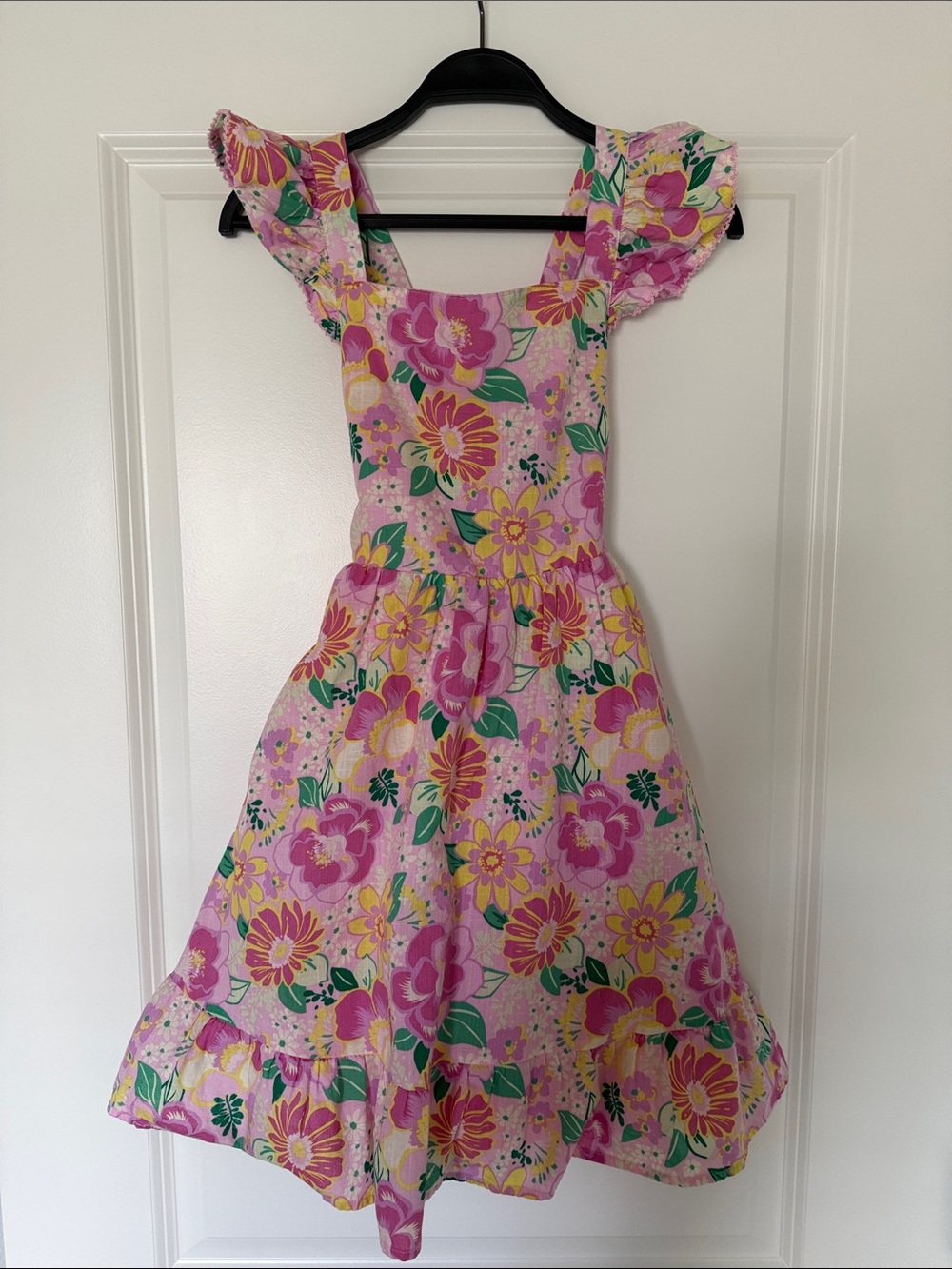 Haute Hippie Girls Pink Floral Halter  Sundress with Flutter Sleeves size 8